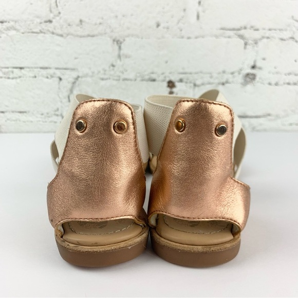 Sorel Ella Rose Gold Cream Elastic Ankle Heel Strap Sandals 7 - Picture 7 of 12